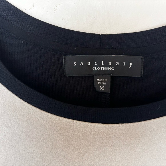 FINAL SALE-Sanctuary Clothing--sueded look -black & cream color-block body con… - Picture 3 of 10